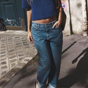 NWOT Zara straight leg turned up hem jean
